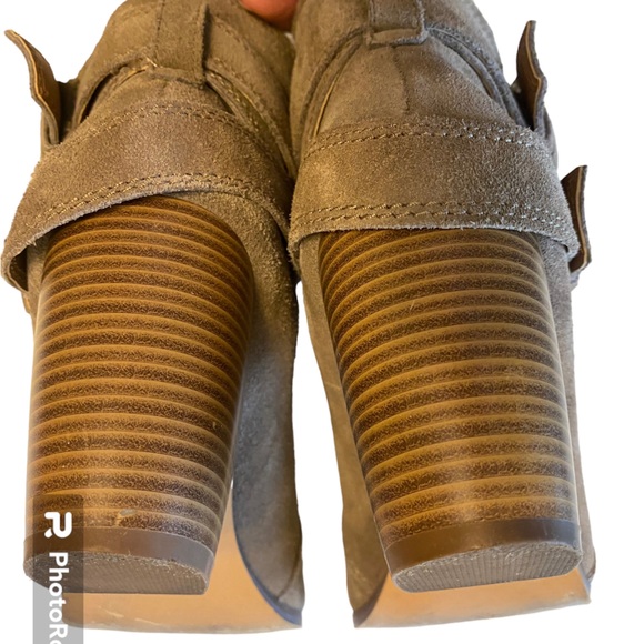 Taupe Suede Ankle Boots with Buckled Straps - Picture 6 of 8